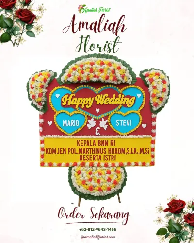 Karangan Papan Bunga Pernikahan di Mento